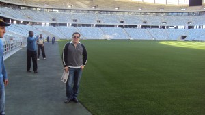 Standing near the pitch