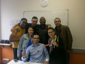 The English for Work class featuring Alexandra and her winning chocolate