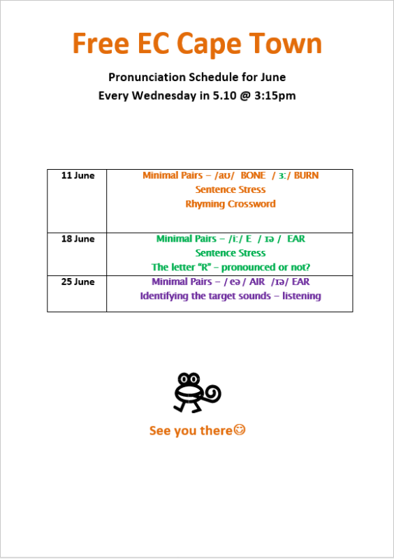 June 2014 Pronunciation schedule