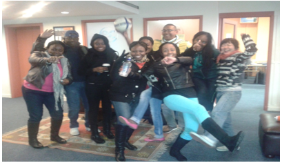 Students enjoying the festivities surrounding the 2014 soccer world cup.