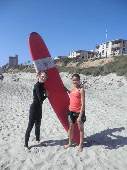 ec-san-diego-swiss-juniors The students tried surfing at Pacific Beach