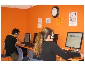 toefl EC San Diego TOEFL students practise their listening skills.