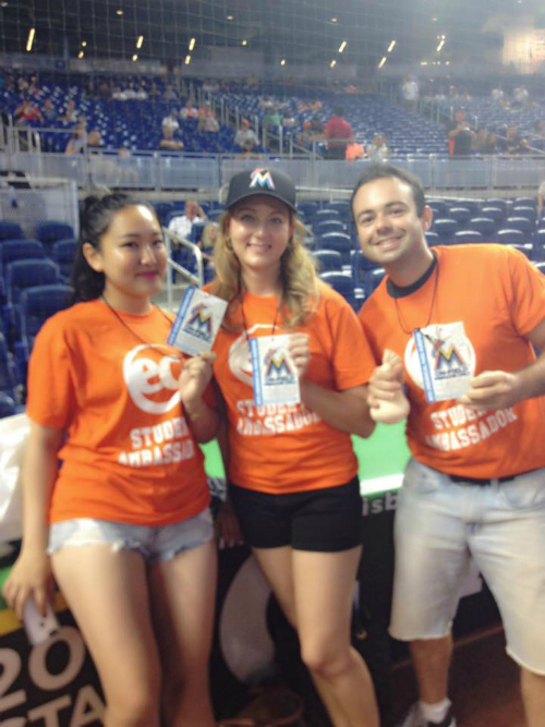 Three lucky students and our DSO got to be on the Miami Marlins Field