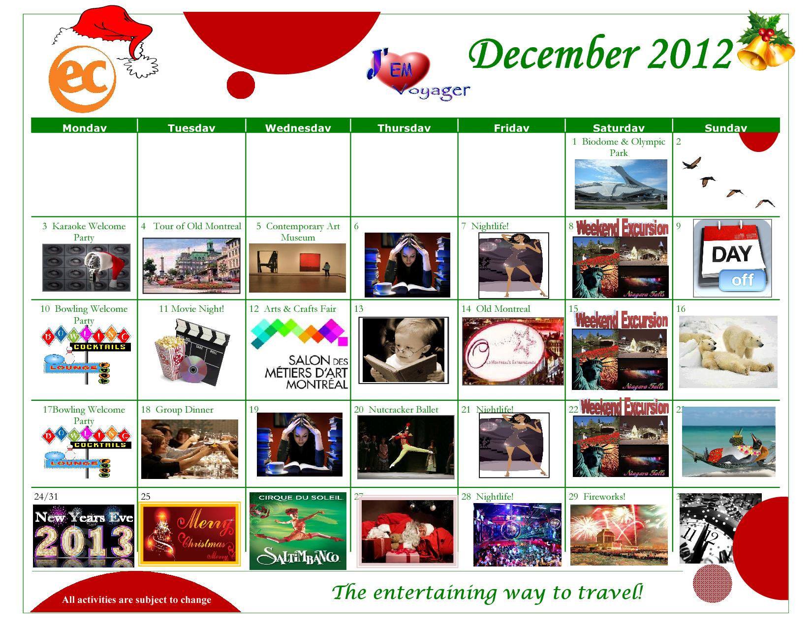 Joyful December! check out our December social events calendar! EC