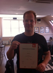 Matthias Pohl, German with his certificate after 3 weeks in an English for work course. Matthias Pohl, German with his certificate after 3 weeks in an English for work course.