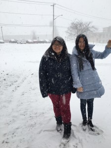 EC students and staff members pose for pictures in the snow!