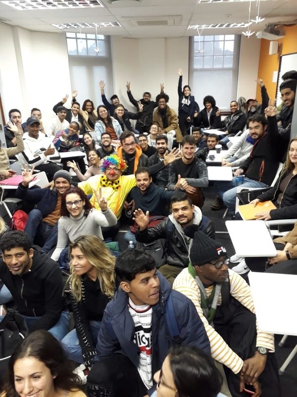 EC students all gathered before heading to the shelter EC Students gathered to prepare for the day of volunteering at the Shelter for Nelson Mandela day.