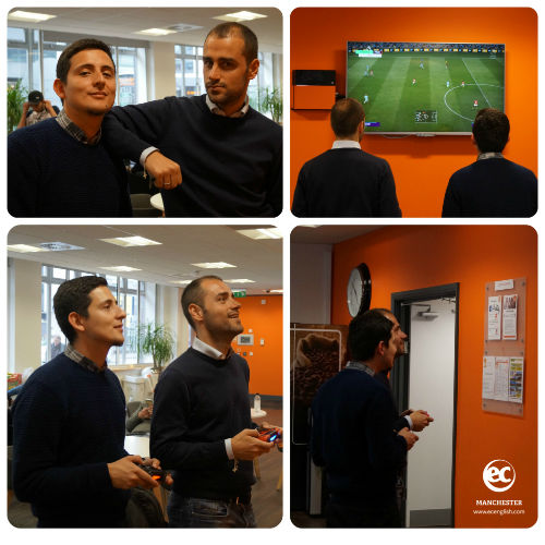 Fabian and Roberto during their last FIFA match at EC Manchester