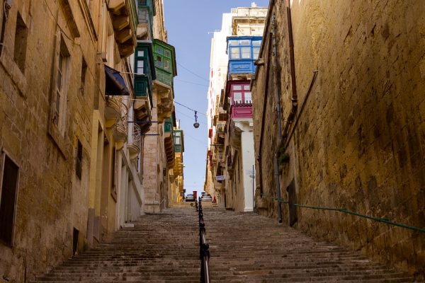 Picturesque Street in Valletta, Malta