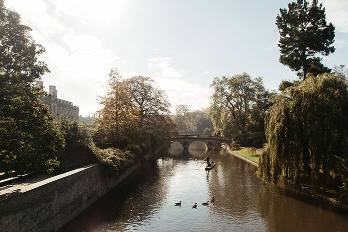 Punting on the river Cam while studying English at EC Cambridge