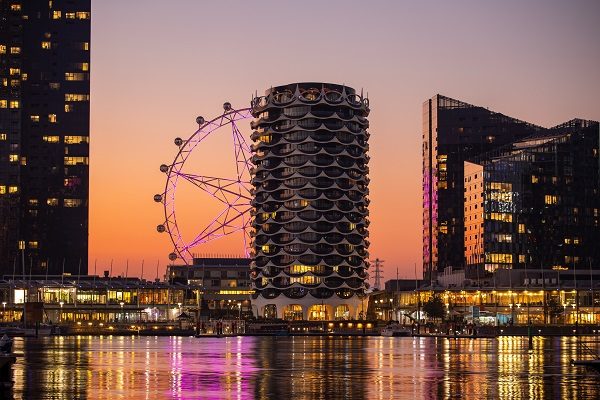 Vista de Melbourne en el atardecer
