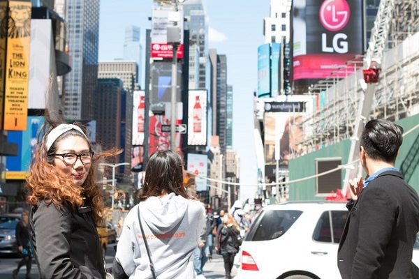 Estudiante en el Times Square